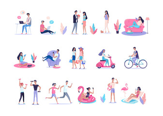 Fototapeta premium People life style vector color illustration