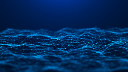 Abstract technology background. Network connection. Big data visualization. 4k rendering.
