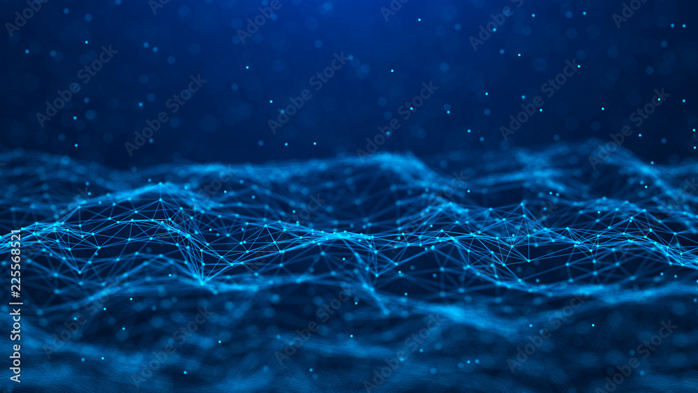 Aufkleber Abstract technology background. Network connection. Big data visualization. 4k rendering.