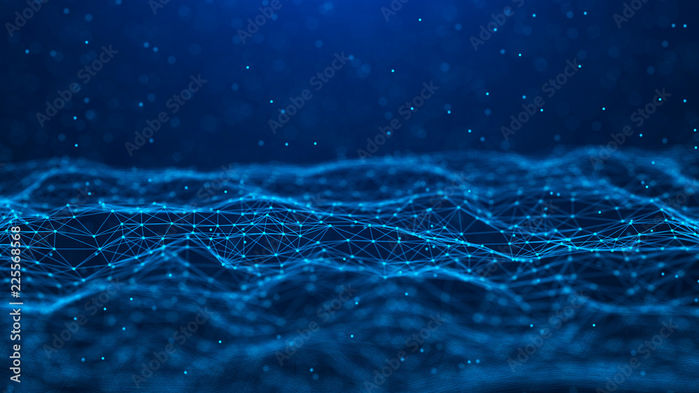 Aufkleber Abstract technology background. Network connection. Big data visualization. 4k rendering.