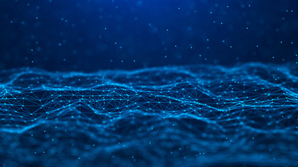 Abstract technology background. Network connection. Big data visualization. 4k rendering.