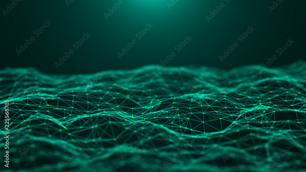 Poster Abstract technology background. Network connection. Big data visualization. 4k rendering.