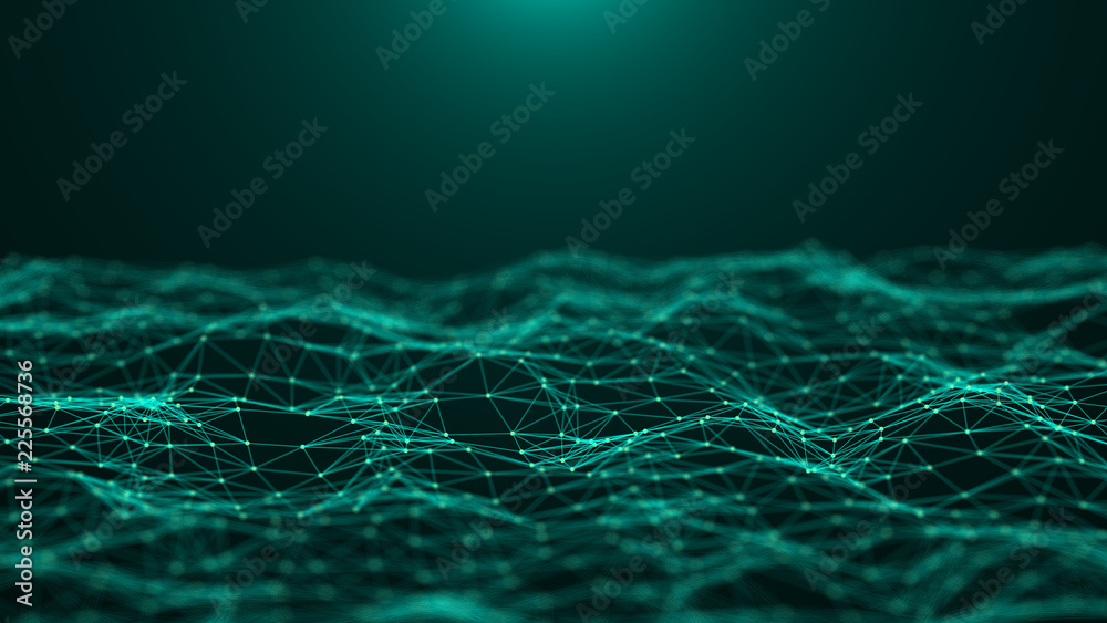 Poster Abstract technology background. Network connection. Big data visualization. 4k rendering.