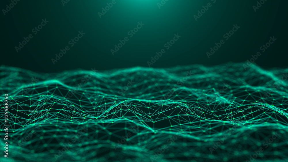 Poster Abstract technology background. Network connection. Big data visualization. 4k rendering.