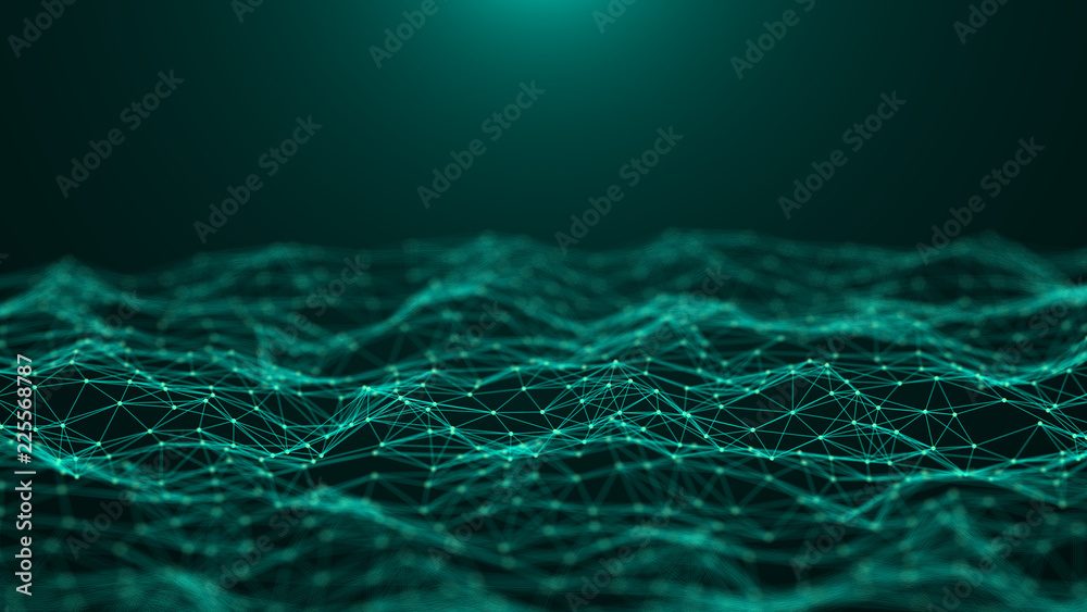 Aufkleber Abstract technology background. Network connection. Big data visualization. 4k rendering.
