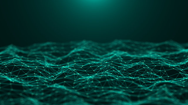 Abstract technology background. Network connection. Big data visualization. 4k rendering.