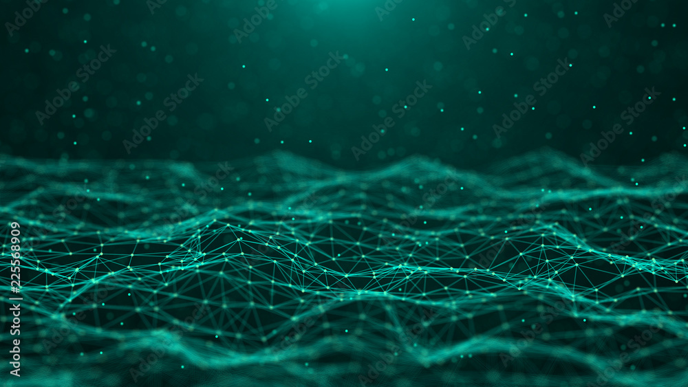 Poster Abstract technology background. Network connection. Big data visualization. 4k rendering.