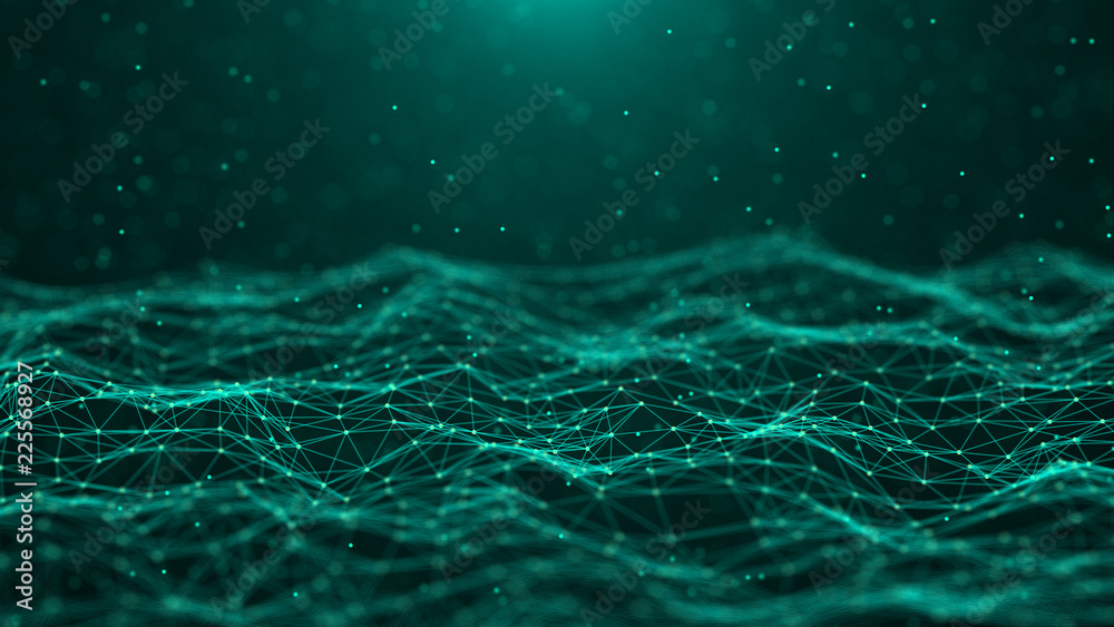 Poster Abstract technology background. Network connection. Big data visualization. 4k rendering.