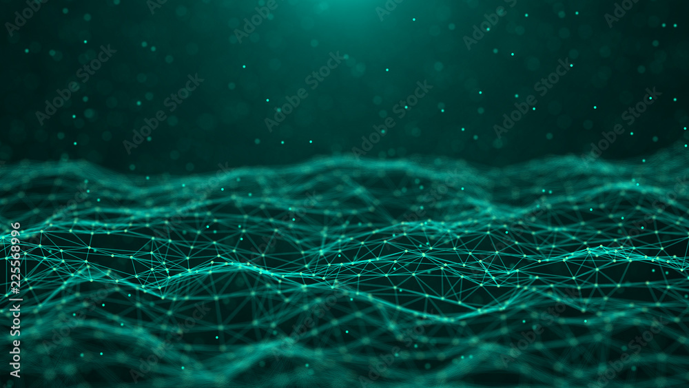Poster Abstract technology background. Network connection. Big data visualization. 4k rendering.