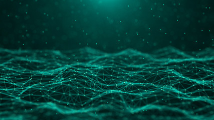 Abstract technology background. Network connection. Big data visualization. 4k rendering.