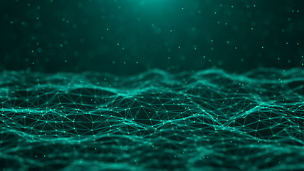 Abstract technology background. Network connection. Big data visualization. 4k rendering.