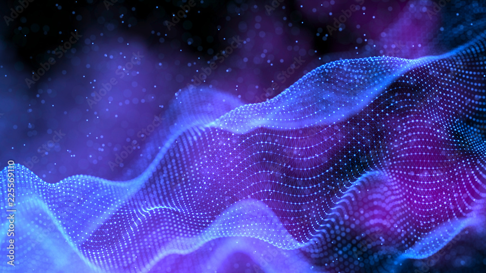 Aufkleber Data technology abstract futuristic illustration. Abstract technology background. Network connection. Big data visualization. 4k rendering.