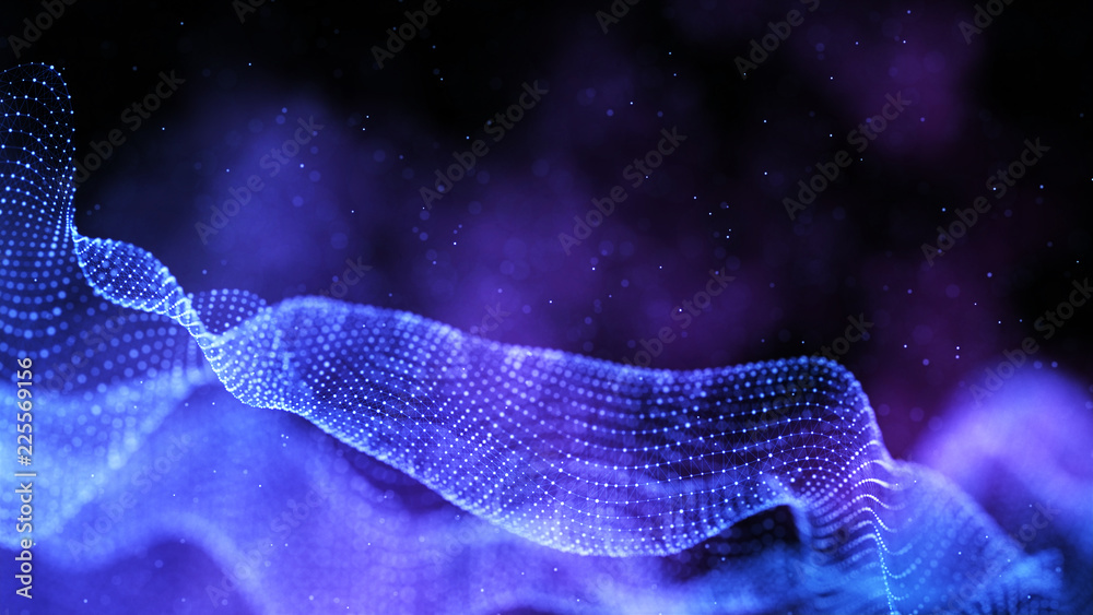 Poster Data technology abstract futuristic illustration. Abstract technology background. Network connection. Big data visualization. 4k rendering.