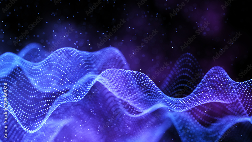 Poster Blockchain technology background. Abstract technology background. Network connection. Big data visualization. 4k rendering.