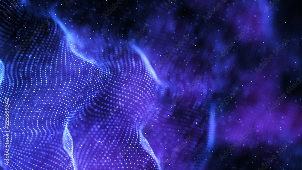 Poster Blockchain technology background. Abstract technology background. Network connection. Big data visualization. 4k rendering.