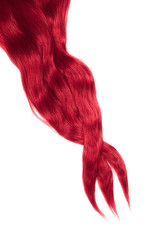 Pink hair isolated on white background. Long disheveled ponytail