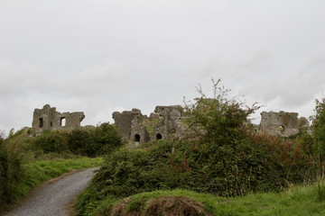Ancient castle ruins in rural Laois County, Ireland