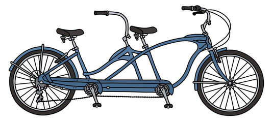 The retro blue tandem bicycle