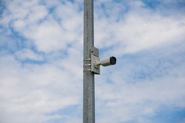 Modern CCTV camera. Concept of surveillance and monitoring.
