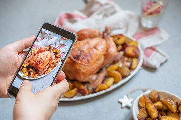 Whole roasted chicken with potato