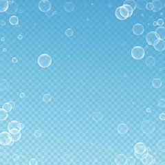 Random soap bubbles abstract background. Blowing b