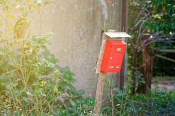 Post Box in red color waitung for the new letters