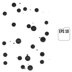 Set of gray blots on the white background. Ink stains.