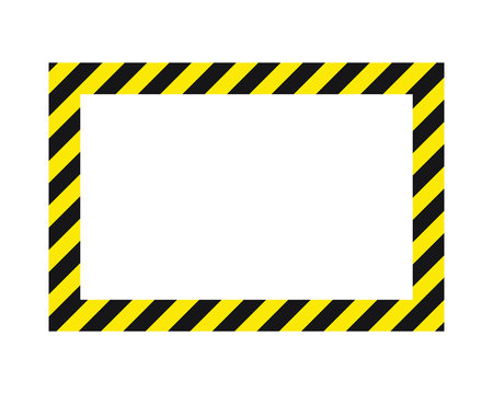 Warning striped square frame, warning to be careful, potential danger, yellow & black stripes on the diagonal, vector template sign border yellow and black color. Construction warning border