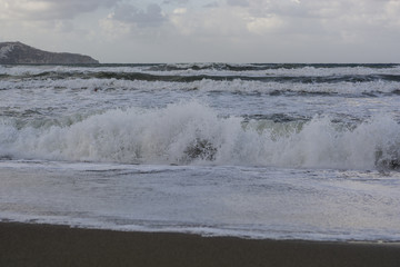 strong waves raging storm sea