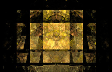 Yellow tile fractal background. Fantasy fractal texture. Digital art. 3D rendering. Computer generated image.