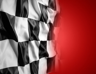 Checkered flag on red