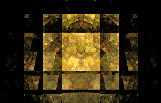 Yellow tile fractal background. Fantasy fractal texture. Digital art. 3D rendering. Computer generated image. © helen_g