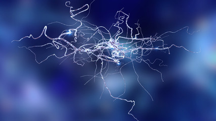 conceptual image with neuron cell in abstract space