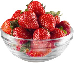 Glass Bowl of Strawberries - Isolated