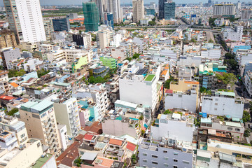 Fototapeta premium Aerial view over Ho Chi Minh City