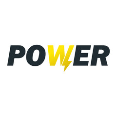 Logotipo POWER con W estilo rayo color amarillo