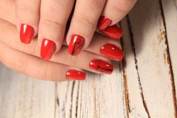 glamorous manicure of nails on beautiful female hands