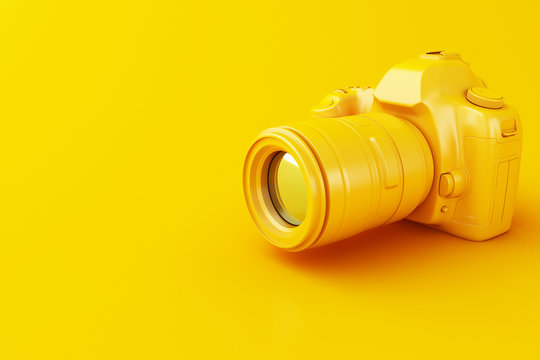 3D Digital Yellow Photo Camera.