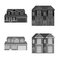 Isolated object of building and front symbol. Collection of building and roof vector icon for stock.