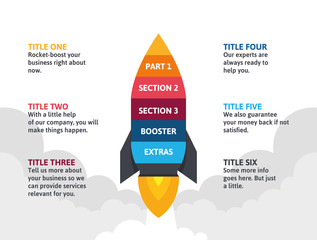 Infographic rocket starting up