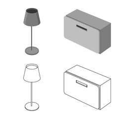 Vector illustration of bedroom and room symbol. Collection of bedroom and furniture stock symbol for web.