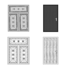 Vector illustration of door and front logo. Collection of door and wooden stock vector illustration.