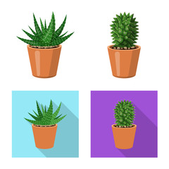 Vector design of cactus and pot logo. Set of cactus and cacti stock symbol for web.
