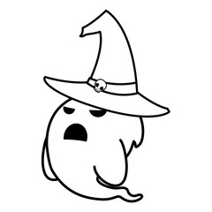 happy halloween ghost with witch hat