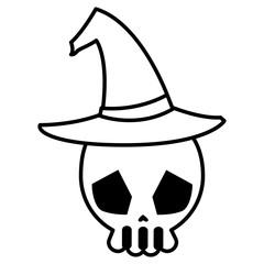 happy halloween skull with witch hat