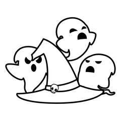 happy halloween ghost with witch hat