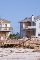 Storm damage to beach houses, Hurricane Florence-Emerald Isle, NC_September 2018