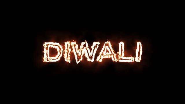 Diwali Holiday fire animation on black background