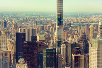 New York City Manhattan street aerial view with skyscrapers. Skyscrapers New York. Skyscrapers...