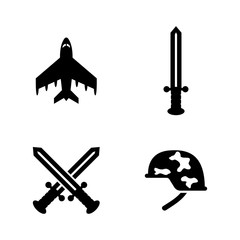 Military Weapons. Simple Related Vector Icons Set for Video, Mobile Apps, Web Sites, Print Projects and Your Design. Military Weapons icon Black Flat Illustration on White Background.